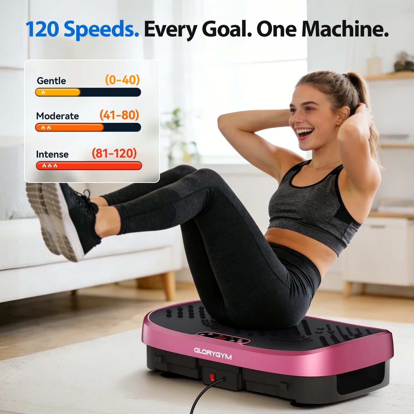 Magnetic Vibration Plate Exercise Machine Fat Burning 120 Levels 330lbs Portable Quiet Home Fitness  APP Control Workout Platform for Home Gym Body Shaping Gift for Women Men