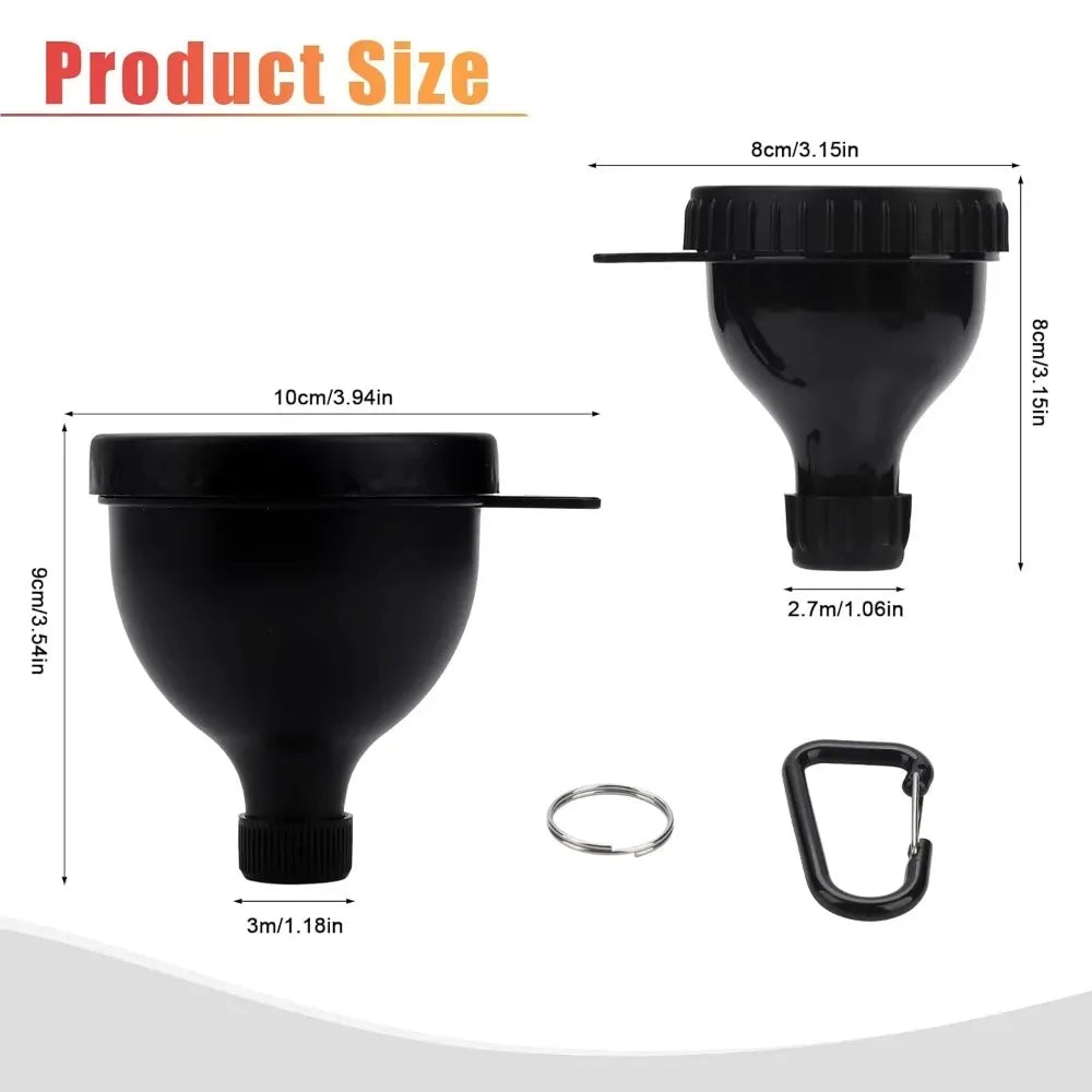 2 Pack Protein Powder Funnel Container for Water Bottles & Shakers, Leak-Proof Portable Supplement Dispenser (Black, 50ml)