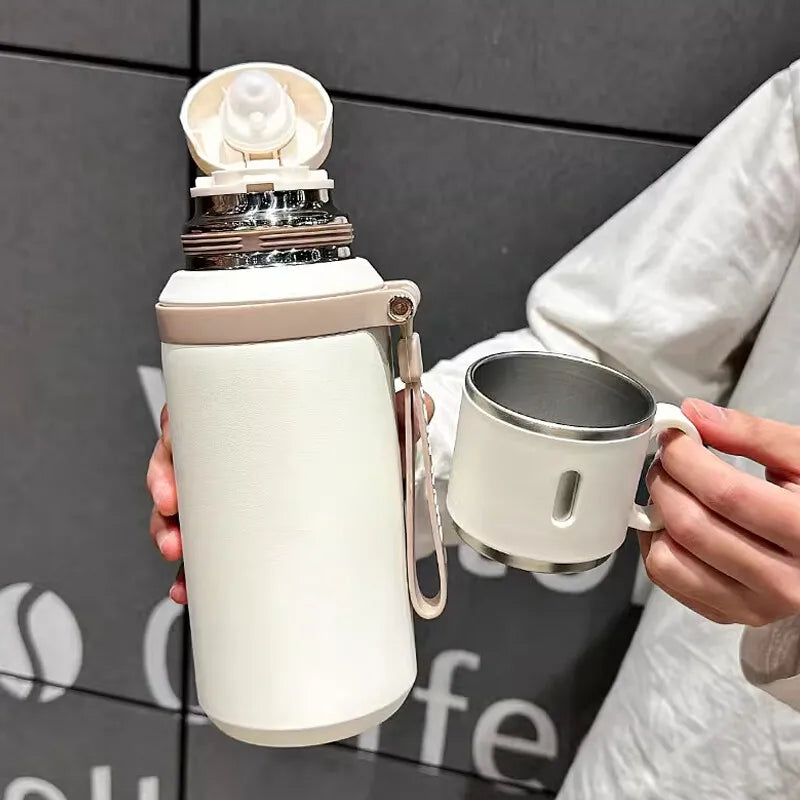 600ml Stainless Steel Coffee Cup Travel Thermal Mug Leak-Proof Thermos Bottle Tea Coffee Mug Office Business Style Thermos