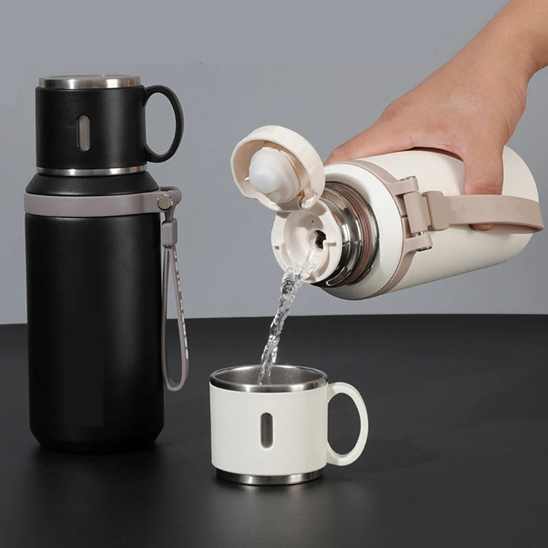600ml Stainless Steel Coffee Cup Travel Thermal Mug Leak-Proof Thermos Bottle Tea Coffee Mug Office Business Style Thermos