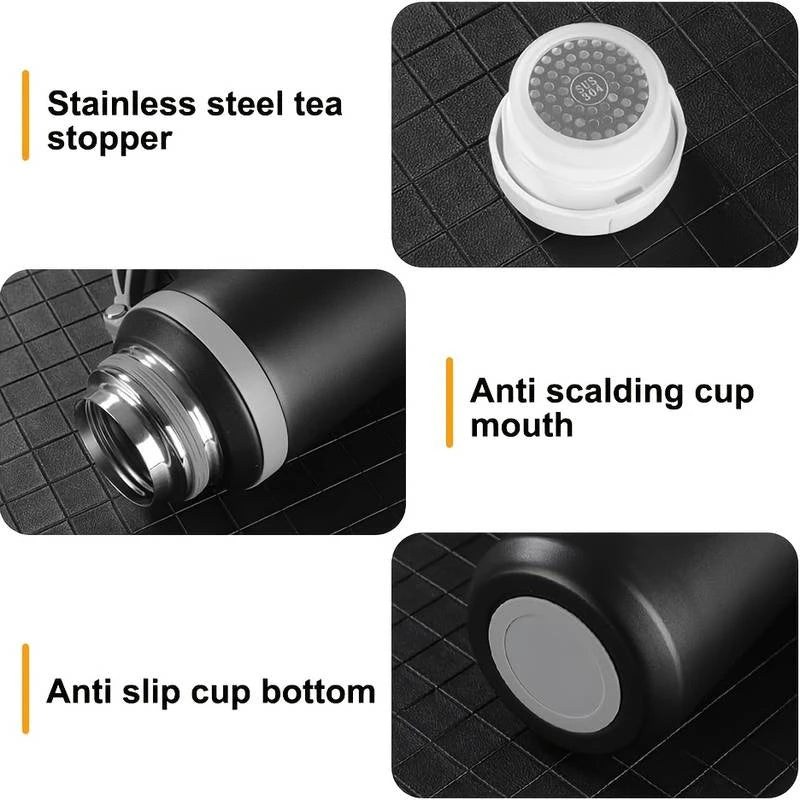 600ml Stainless Steel Coffee Cup Travel Thermal Mug Leak-Proof Thermos Bottle Tea Coffee Mug Office Business Style Thermos