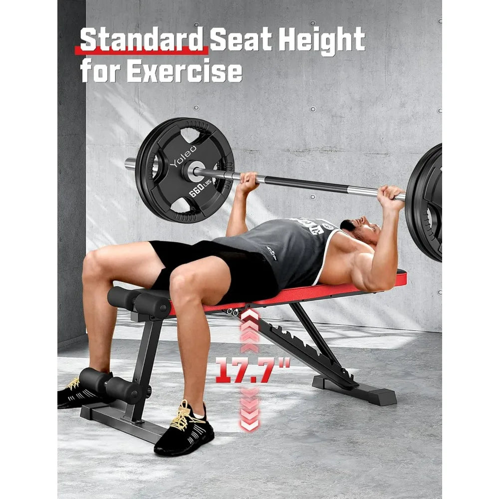 Adjustable Weigh Bench, Workout Bench for Home Gym, Adjustable & Foldable Workout Bench, Bench Press Sit up Incline Flat Decline