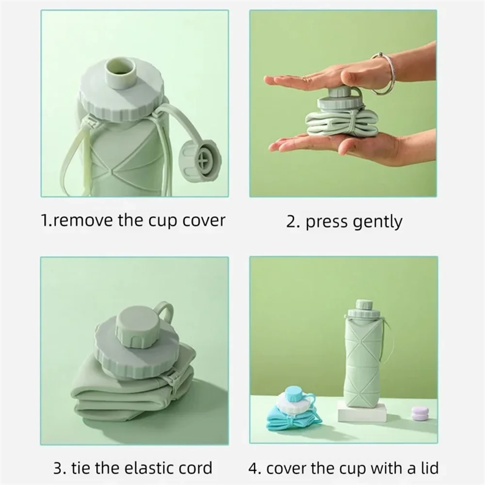 Outdoor Silicone Folding Water Bottle Portable Retractable Cup Travel Tools Collapsible Sport Bottles For Hiking Trekking Tours