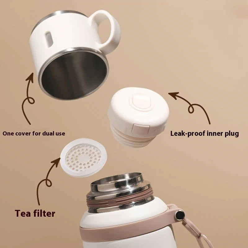 600ml Stainless Steel Coffee Cup Travel Thermal Mug Leak-Proof Thermos Bottle Tea Coffee Mug Office Business Style Thermos