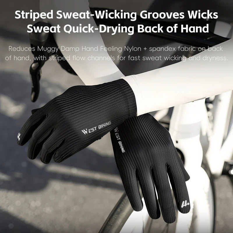 WEST BIKING 3D Printed Gel Cycling Gloves Comfortable Shock Absorption Road Bike Gloves Pro Racing Full Finger Gloves Sport Gear