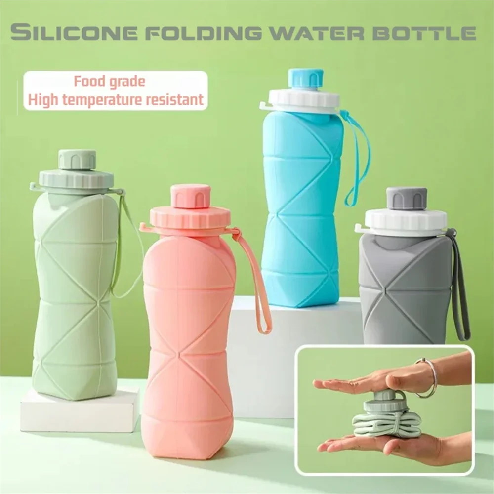 Outdoor Silicone Folding Water Bottle Portable Retractable Cup Travel Tools Collapsible Sport Bottles For Hiking Trekking Tours