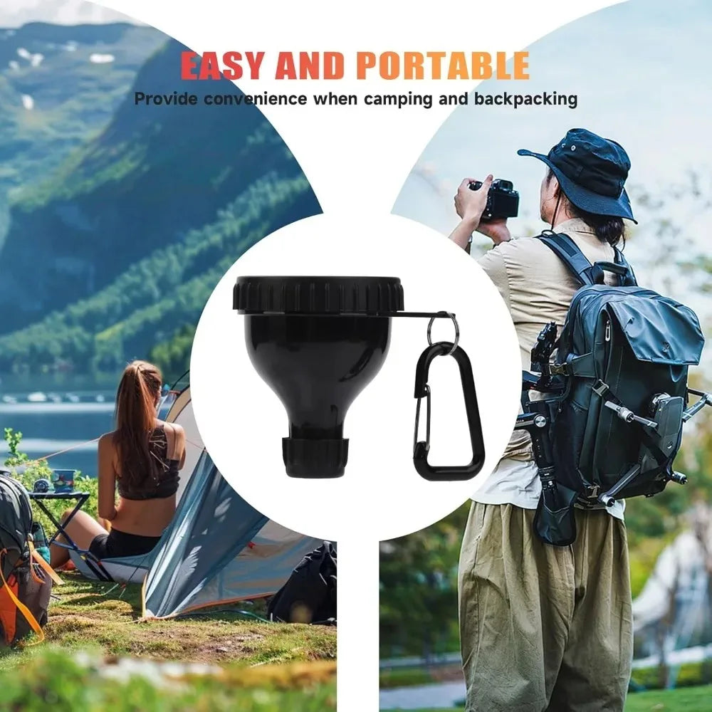 2 Pack Protein Powder Funnel Container for Water Bottles & Shakers, Leak-Proof Portable Supplement Dispenser (Black, 50ml)