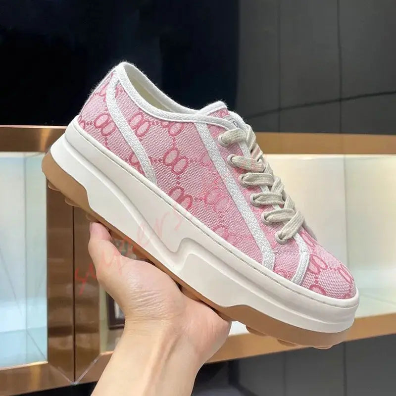 2026 Luxury Brand Famous Deisgner Women's Thick Soled Canvas Shoes Retro Height Increasing Casual Correct Version Canvas Shoes
