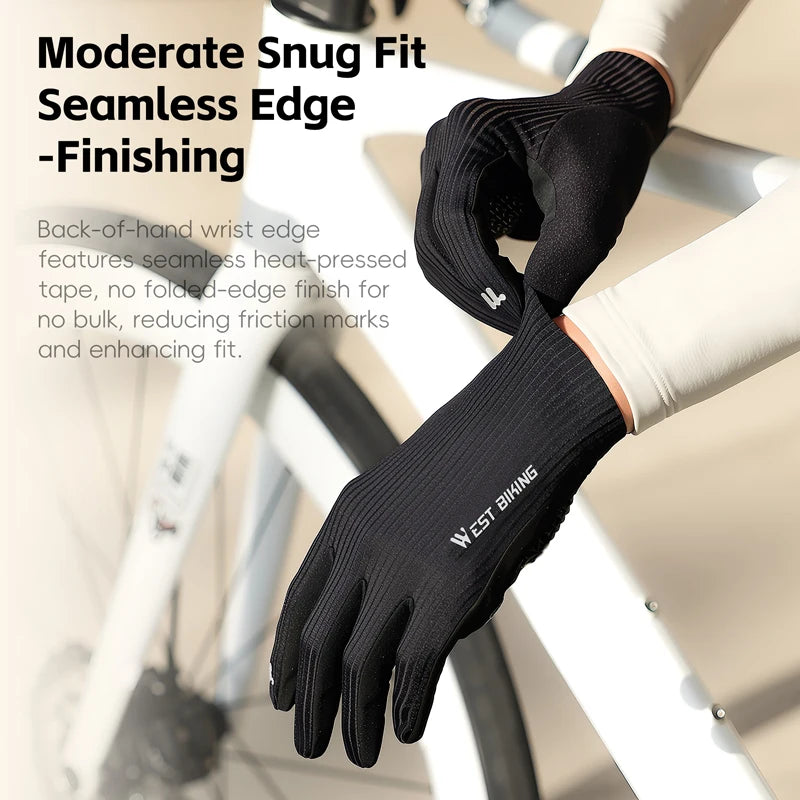 WEST BIKING 3D Printed Gel Cycling Gloves Comfortable Shock Absorption Road Bike Gloves Pro Racing Full Finger Gloves Sport Gear