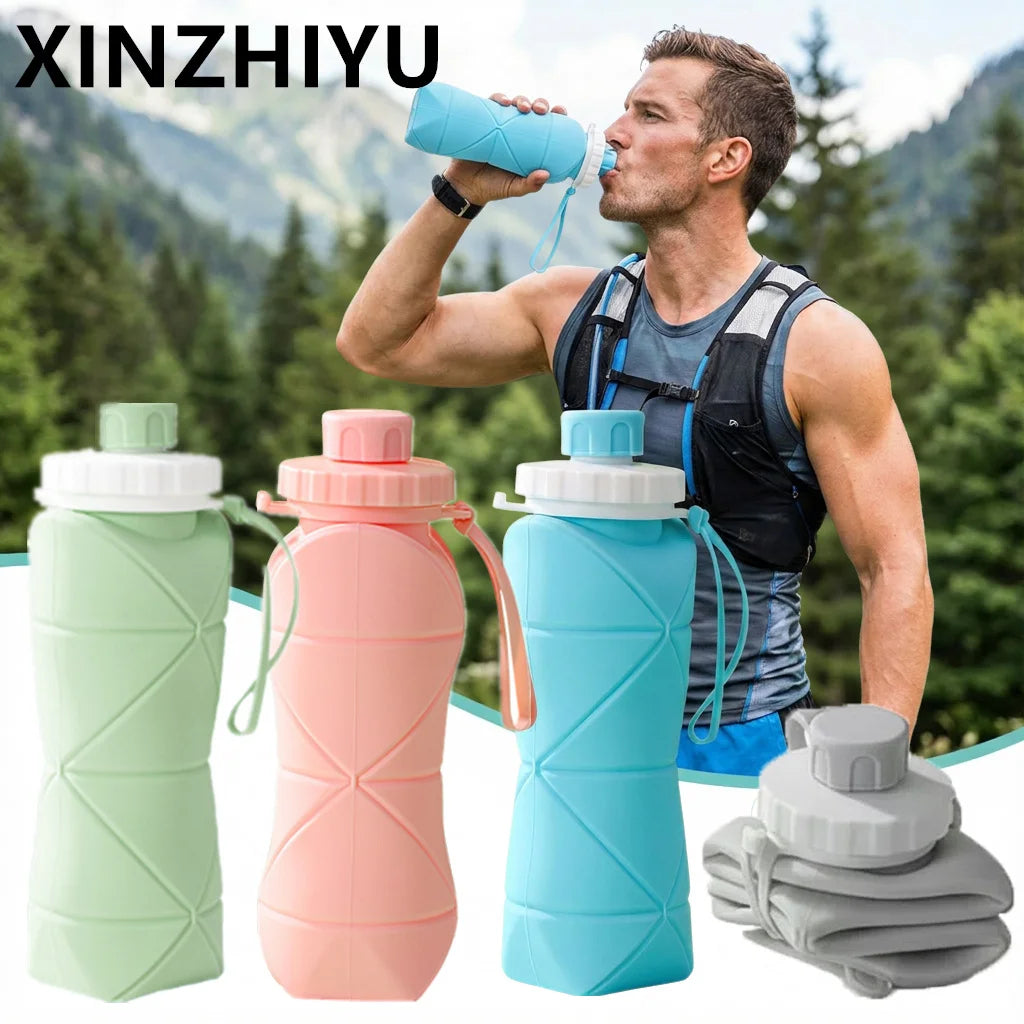 Outdoor Silicone Folding Water Bottle Portable Retractable Cup Travel Tools Collapsible Sport Bottles For Hiking Trekking Tours
